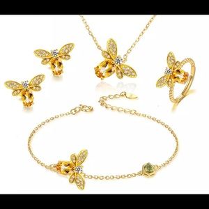 Honey Bee Sterling Silver 14K Gold Plated SET